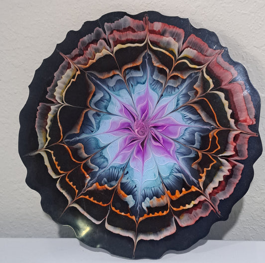 Resin Bloom Art Platter – Midnight Bloom (13", One of a Kind)